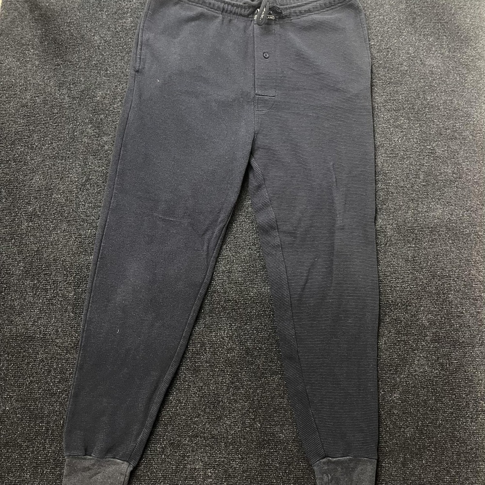 Lucky Brand Pajama Pants Mens Large Blue Knit Sleep Lounge Button Fly Drawstring